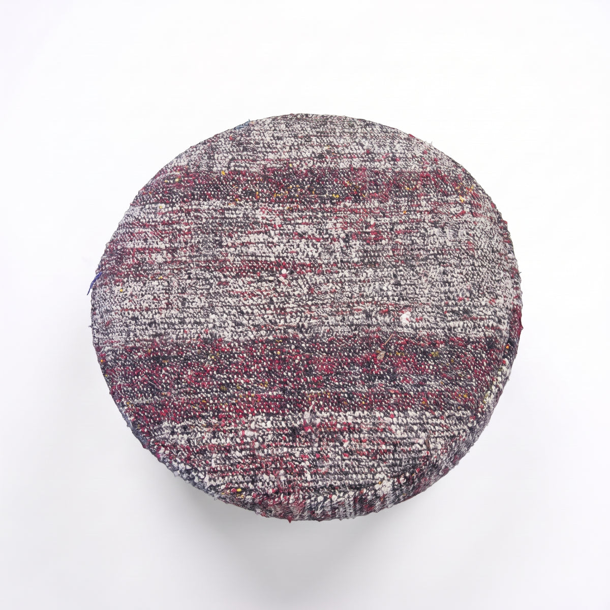Vintage Turkish Kilim Stool – Round Wooden Ottoman, 40x40x40 cm