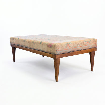 Vintage Turkish Rug Bench – Pastel Upholstered Ottoman, 120x60x40 cm