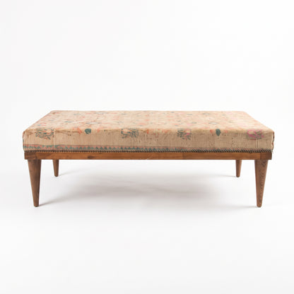 Vintage Turkish Rug Bench – Pastel Upholstered Ottoman, 120x60x40 cm