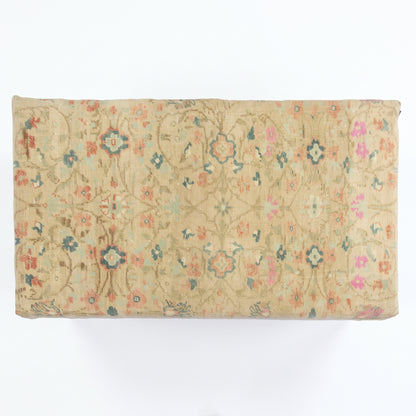 Vintage Turkish Rug Bench – Pastel Upholstered Ottoman, 120x60x40 cm