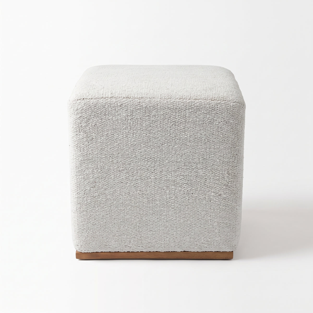 Vintage Turkish Kilim Ottoman – Cream Wool Cube Pouf, 45x45x46 cm