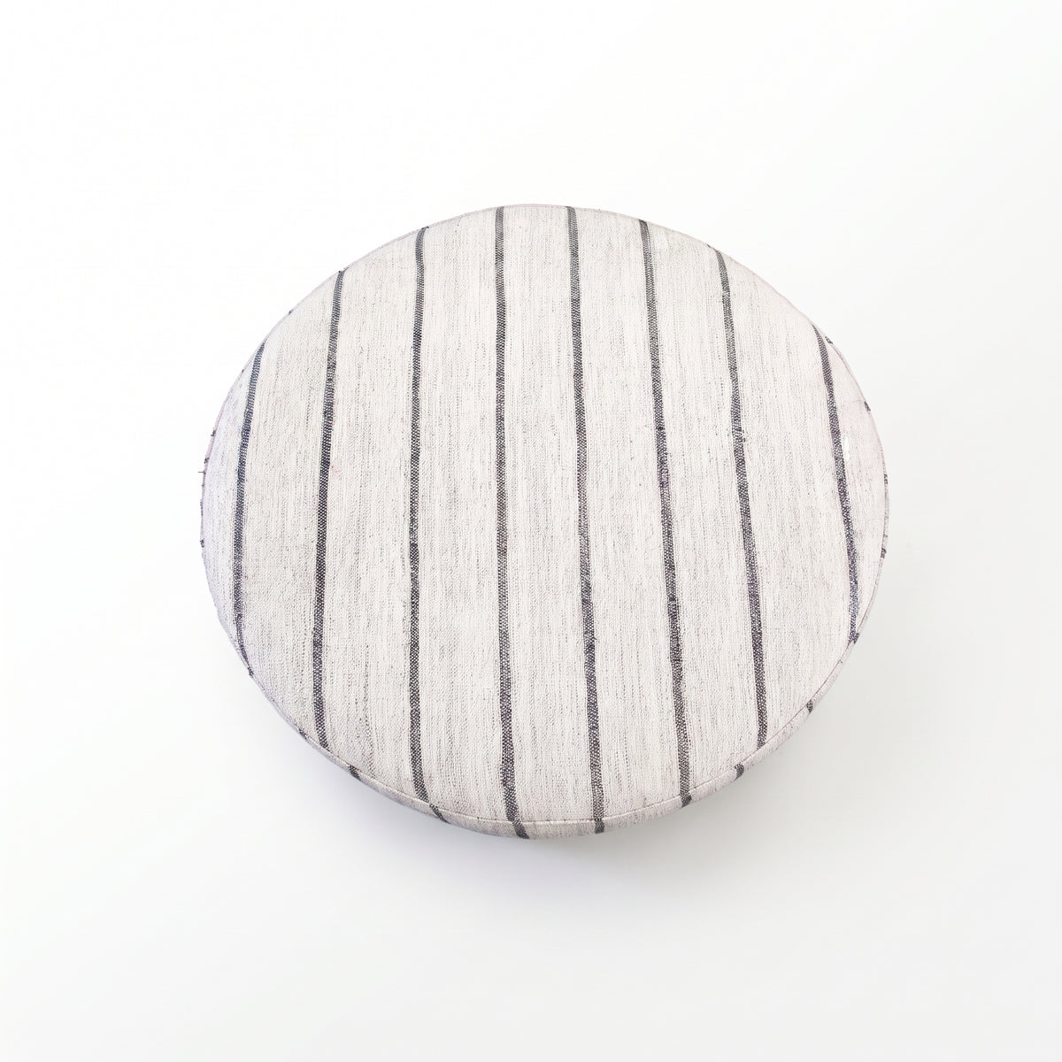Vintage Turkish Kilim Ottoman – Large Round Striped Pouf, 68x68x45 cm