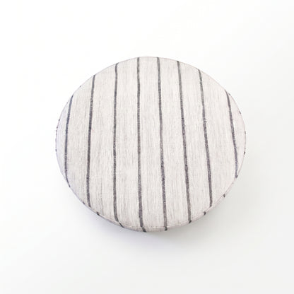 Vintage Turkish Kilim Ottoman – Large Round Striped Pouf, 68x68x45 cm