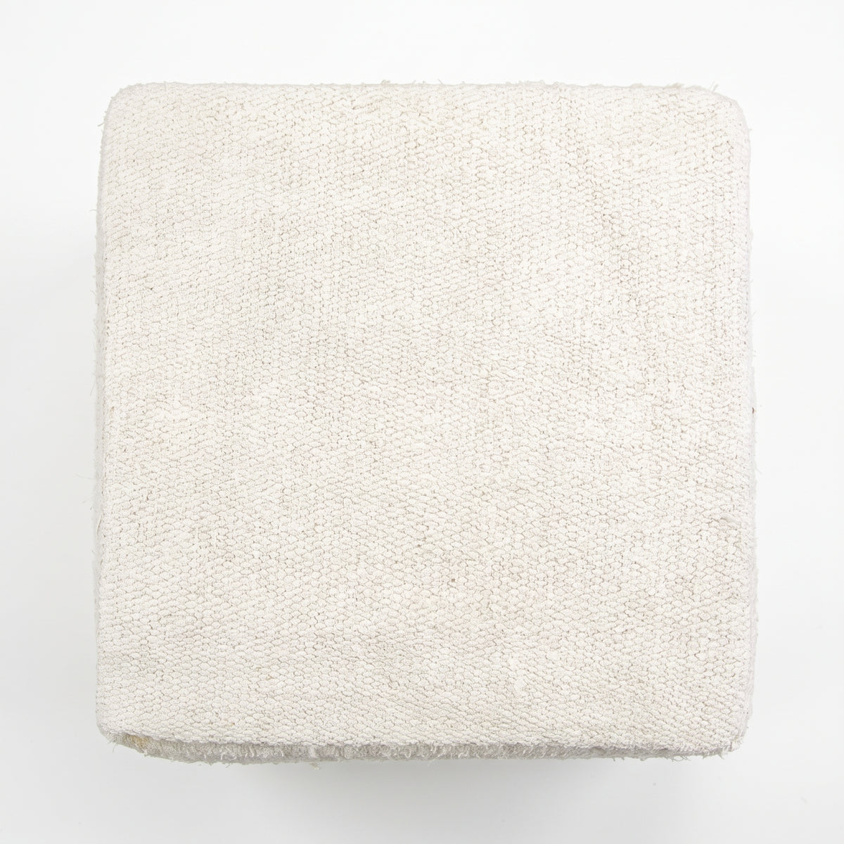 Vintage Turkish Kilim Ottoman – Cream Wool Cube Pouf, 45x45x46 cm