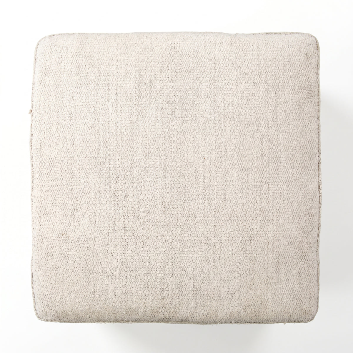 Vintage Turkish Kilim Ottoman – Cream Wool Cube Pouf, 56x56x44 cm