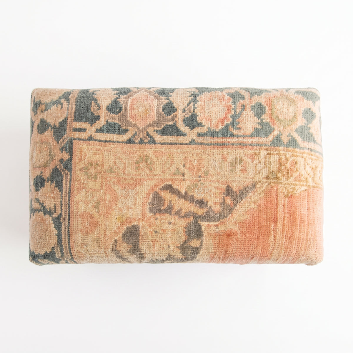 Vintage Turkish Rug Storage Bench – Upholstered Wooden Ottoman, 53x30x50 cm