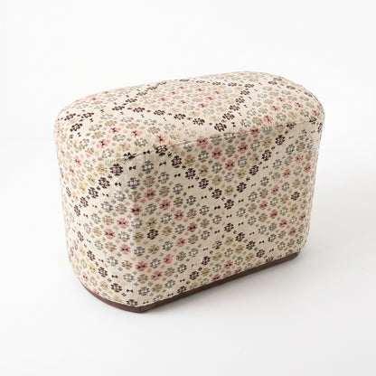 Vintage Turkish Kilim Ottoman – Floral Upholstered Bench, 90x50x58 cm