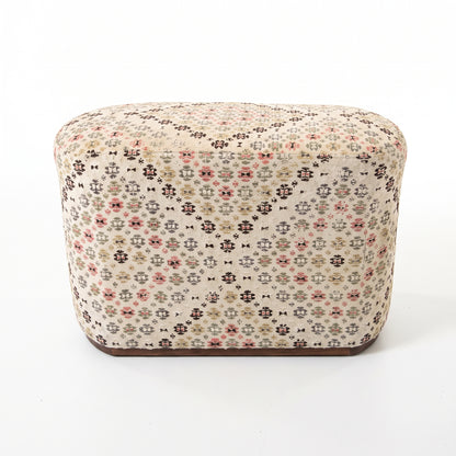 Vintage Turkish Kilim Ottoman – Floral Upholstered Bench, 90x50x58 cm