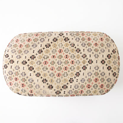 Vintage Turkish Kilim Ottoman – Floral Upholstered Bench, 90x50x58 cm