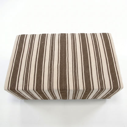Vintage Turkish Kilim Ottoman – Brown Striped Upholstered Bench, 120x171x49 cm