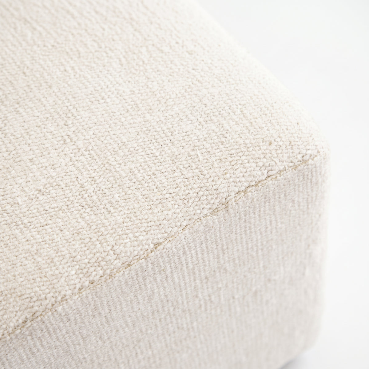 Vintage Turkish Kilim Ottoman – Cream Wool Cube Pouf, 46x46x46 cm