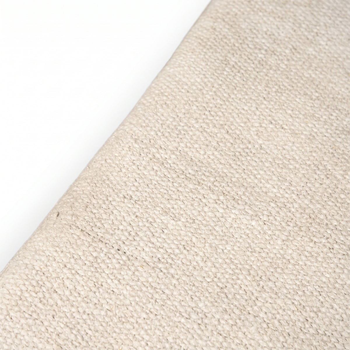 Vintage Turkish Kilim Ottoman – Natural Cream Square Wool Pouf, 58x5x50 cm