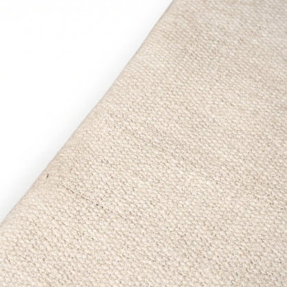 Vintage Turkish Kilim Ottoman – Natural Cream Square Wool Pouf, 58x5x50 cm