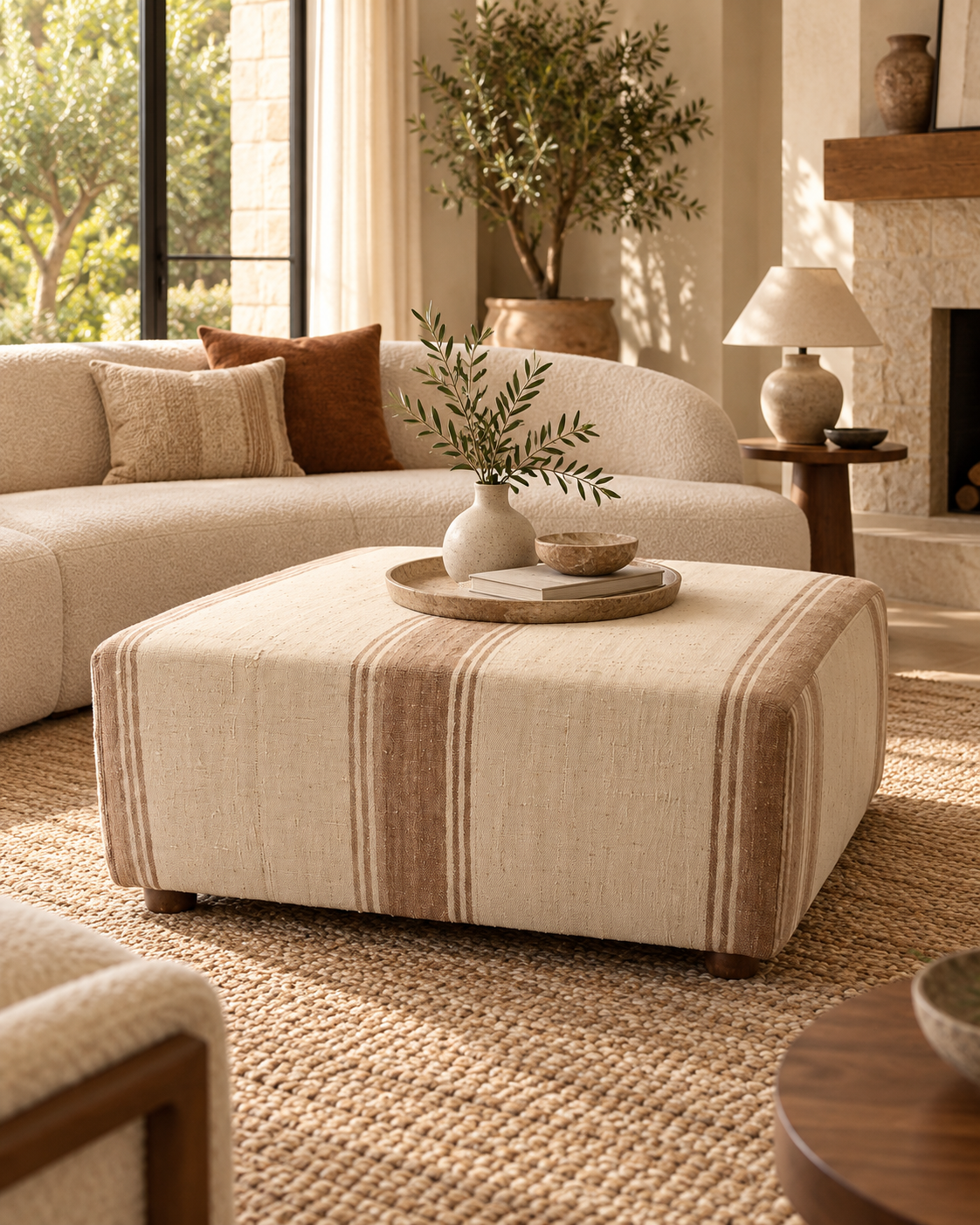 Decorative Ottoman Bench, 100x100x50