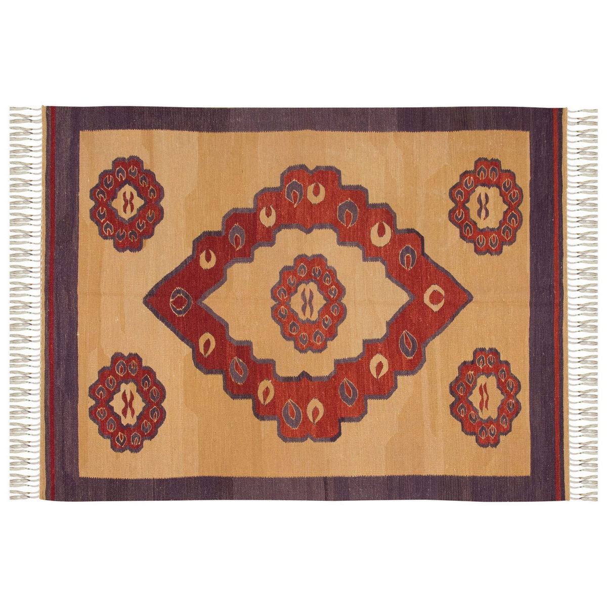 Handspun Wool Kilim Rug, New Kilim Rug, Natural Color Kilim, 4.2x5.7 feet Kilim,4x6 Kilim Rug,Turkish Kilim Rug,Oushak Kilim,Handwoven Kilim
