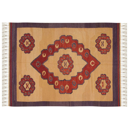 Handspun Wool Kilim Rug, New Kilim Rug, Natural Color Kilim, 4.2x5.7 feet Kilim,4x6 Kilim Rug,Turkish Kilim Rug,Oushak Kilim,Handwoven Kilim