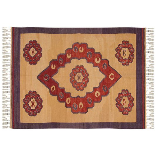 Handspun Wool Kilim Rug, New Kilim Rug, Natural Color Kilim, 4.2x5.7 feet Kilim,4x6 Kilim Rug,Turkish Kilim Rug,Oushak Kilim,Handwoven Kilim