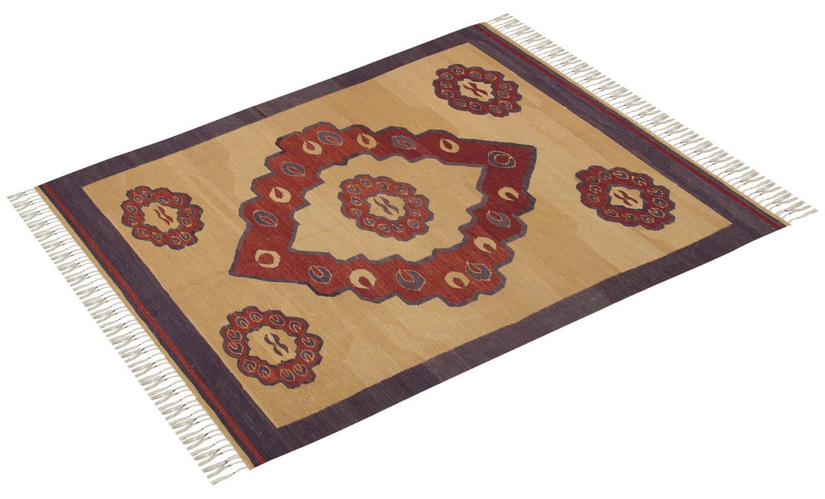 Handspun Wool Kilim Rug, New Kilim Rug, Natural Color Kilim, 4.2x5.7 feet Kilim,4x6 Kilim Rug,Turkish Kilim Rug,Oushak Kilim,Handwoven Kilim