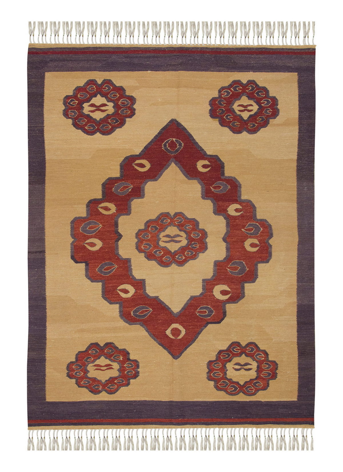 Handspun Wool Kilim Rug, New Kilim Rug, Natural Color Kilim, 4.2x5.7 feet Kilim,4x6 Kilim Rug,Turkish Kilim Rug,Oushak Kilim,Handwoven Kilim