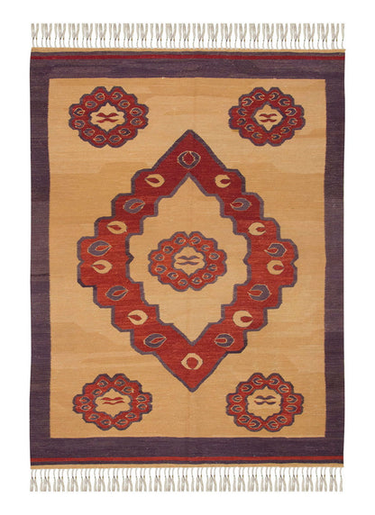 Handspun Wool Kilim Rug, New Kilim Rug, Natural Color Kilim, 4.2x5.7 feet Kilim,4x6 Kilim Rug,Turkish Kilim Rug,Oushak Kilim,Handwoven Kilim