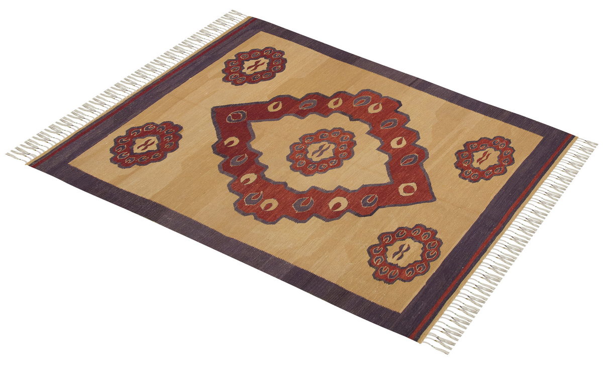Handspun Wool Kilim Rug, New Kilim Rug, Natural Color Kilim, 4.2x5.7 feet Kilim,4x6 Kilim Rug,Turkish Kilim Rug,Oushak Kilim,Handwoven Kilim