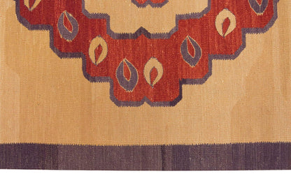 Handspun Wool Kilim Rug, New Kilim Rug, Natural Color Kilim, 4.2x5.7 feet Kilim,4x6 Kilim Rug,Turkish Kilim Rug,Oushak Kilim,Handwoven Kilim