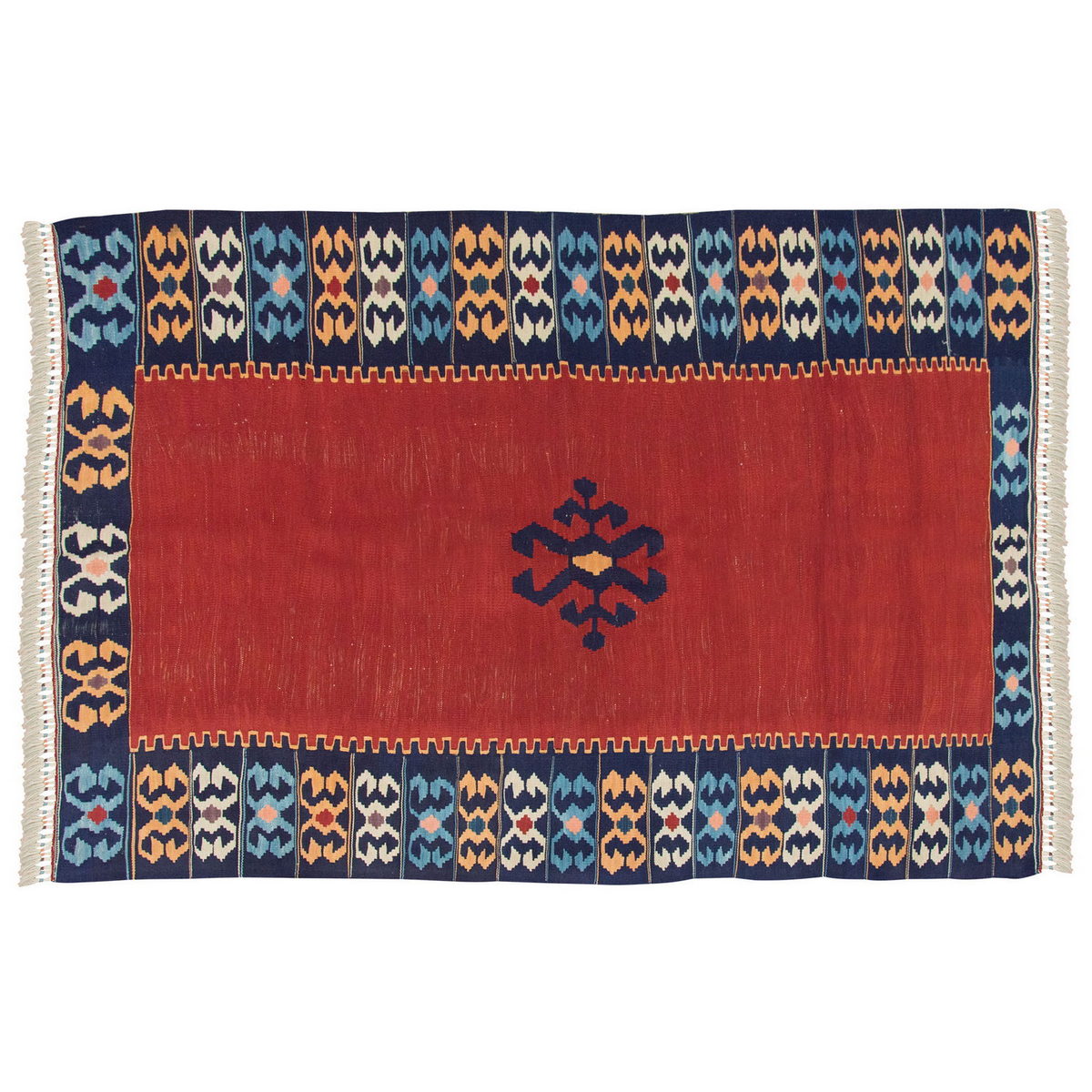 Handspun Wool Kilim Rug, New Kilim Rug, Natural Color Kilim, 4.4x6.7 feet Kilim,4x7 Kilim Rug,Turkish Kilim Rug,Oushak Kilim,Handwoven Kilim