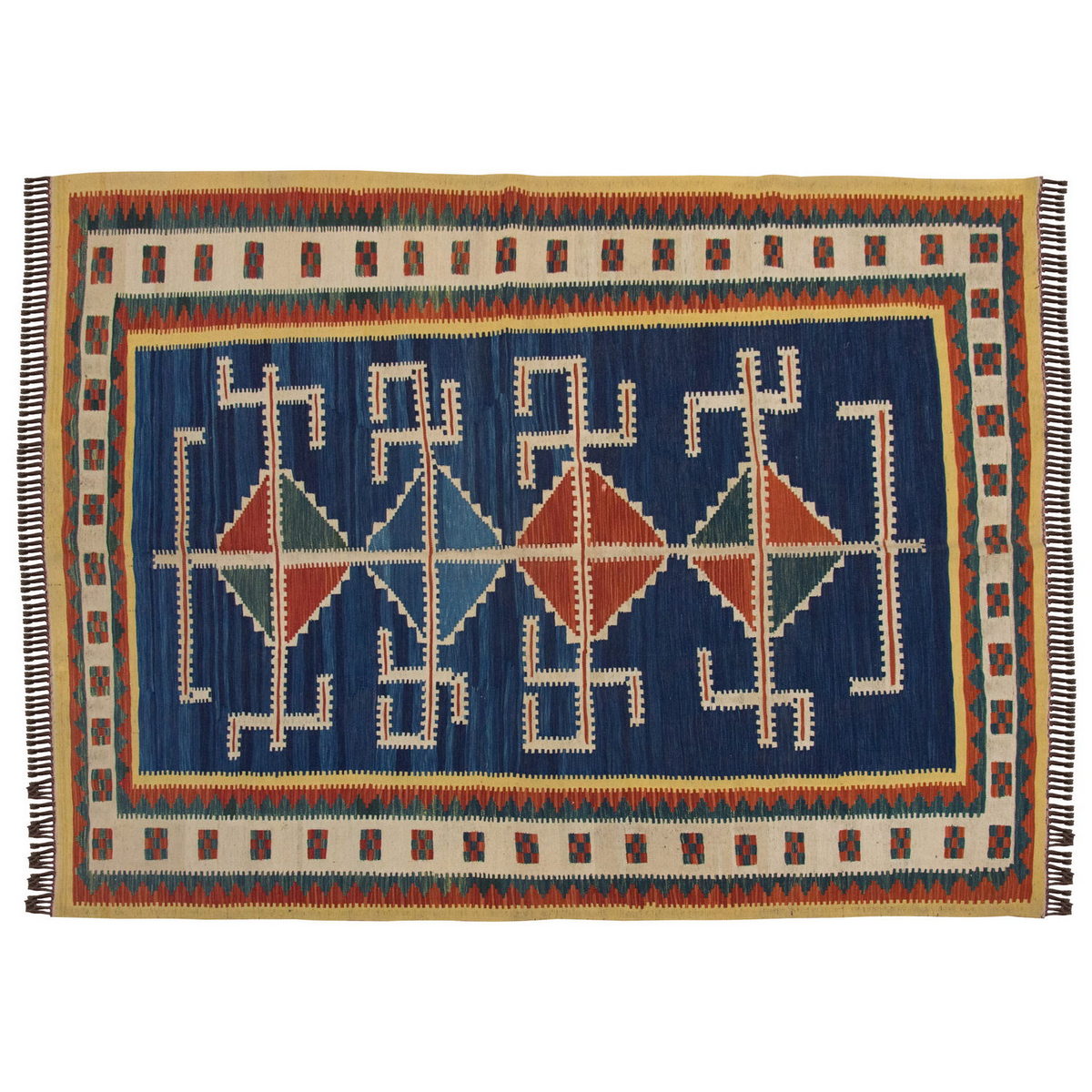 Handspun Wool Kilim Rug, New Kilim Rug, Natural Color Kilim, 5.5x7.7 feet Kilim,5x8 Kilim Rug,Turkish Kilim Rug,Oushak Kilim,Handwoven Kilim