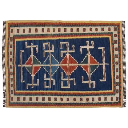 Handspun Wool Kilim Rug, New Kilim Rug, Natural Color Kilim, 5.5x7.7 feet Kilim,5x8 Kilim Rug,Turkish Kilim Rug,Oushak Kilim,Handwoven Kilim