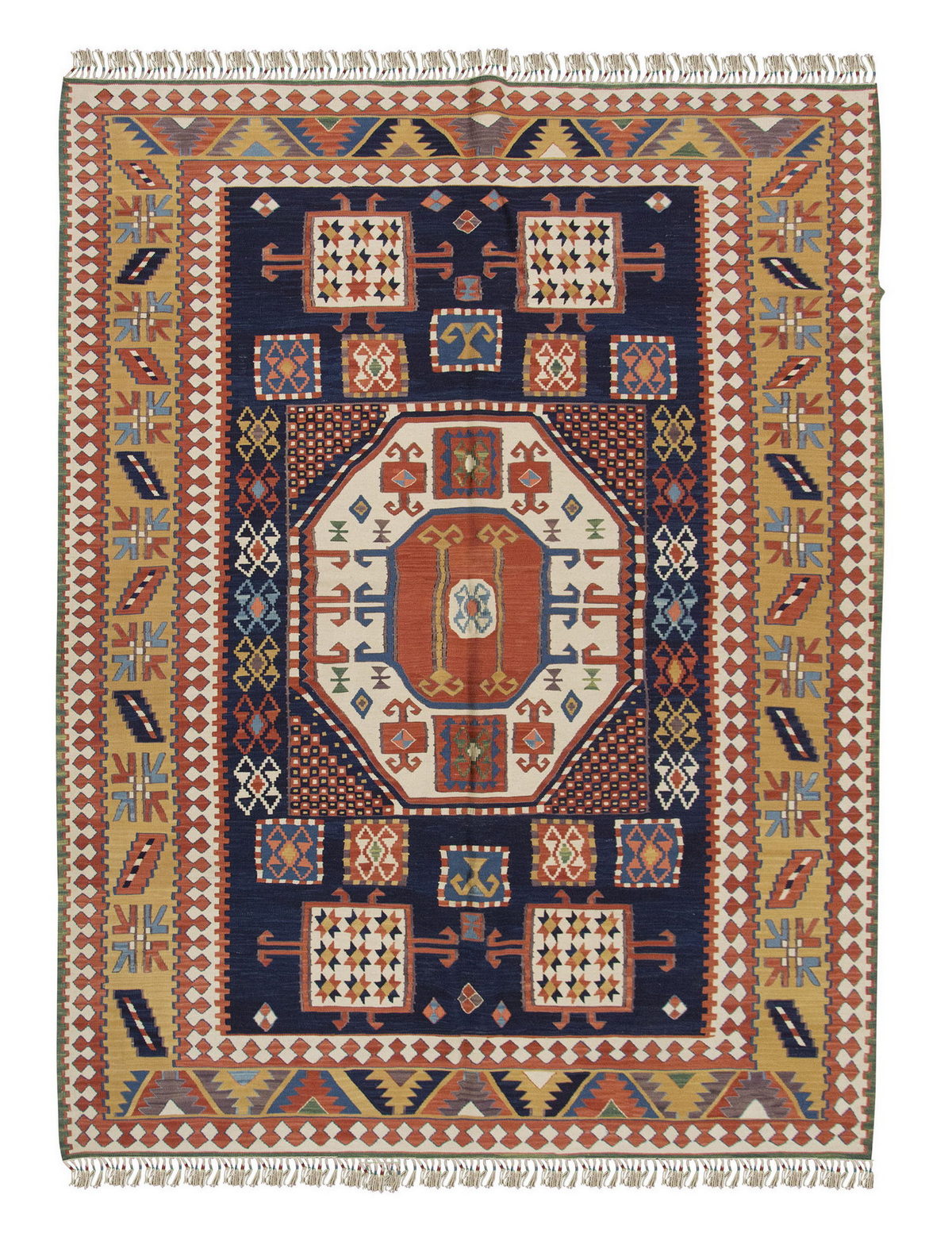 Handspun Wool Kilim Rug, New Kilim Rug, Natural Color Kilim, 5.6x7.3 feet Kilim,6x7 Kilim Rug,Turkish Kilim Rug,Oushak Kilim,Handwoven Kilim