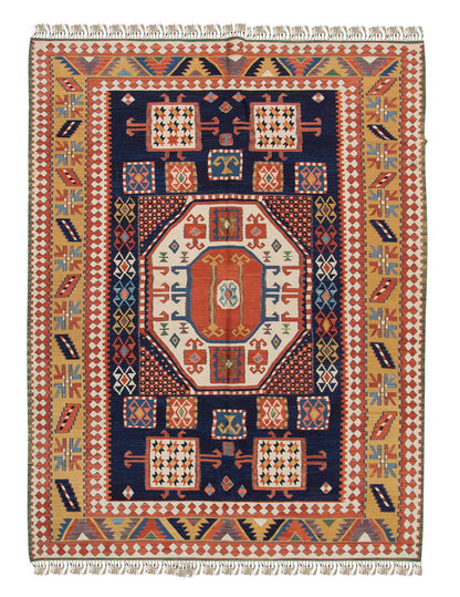 Handspun Wool Kilim Rug, New Kilim Rug, Natural Color Kilim, 5.6x7.3 feet Kilim,6x7 Kilim Rug,Turkish Kilim Rug,Oushak Kilim,Handwoven Kilim