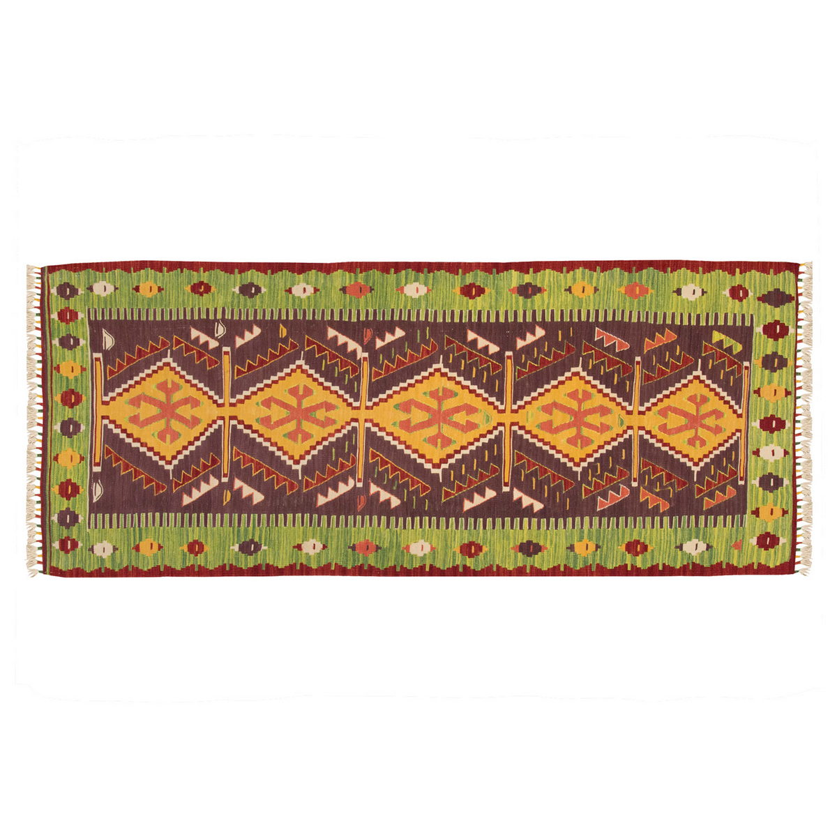 Handspun Wool Kilim Rug, New Kilim Rug,Natural Color Kilim, 2'8 x 6'4 feet Kilim,3x6 Kilim Rug,Turkish Kilim Rug,Oushak Kilim,Handwoven Kilim