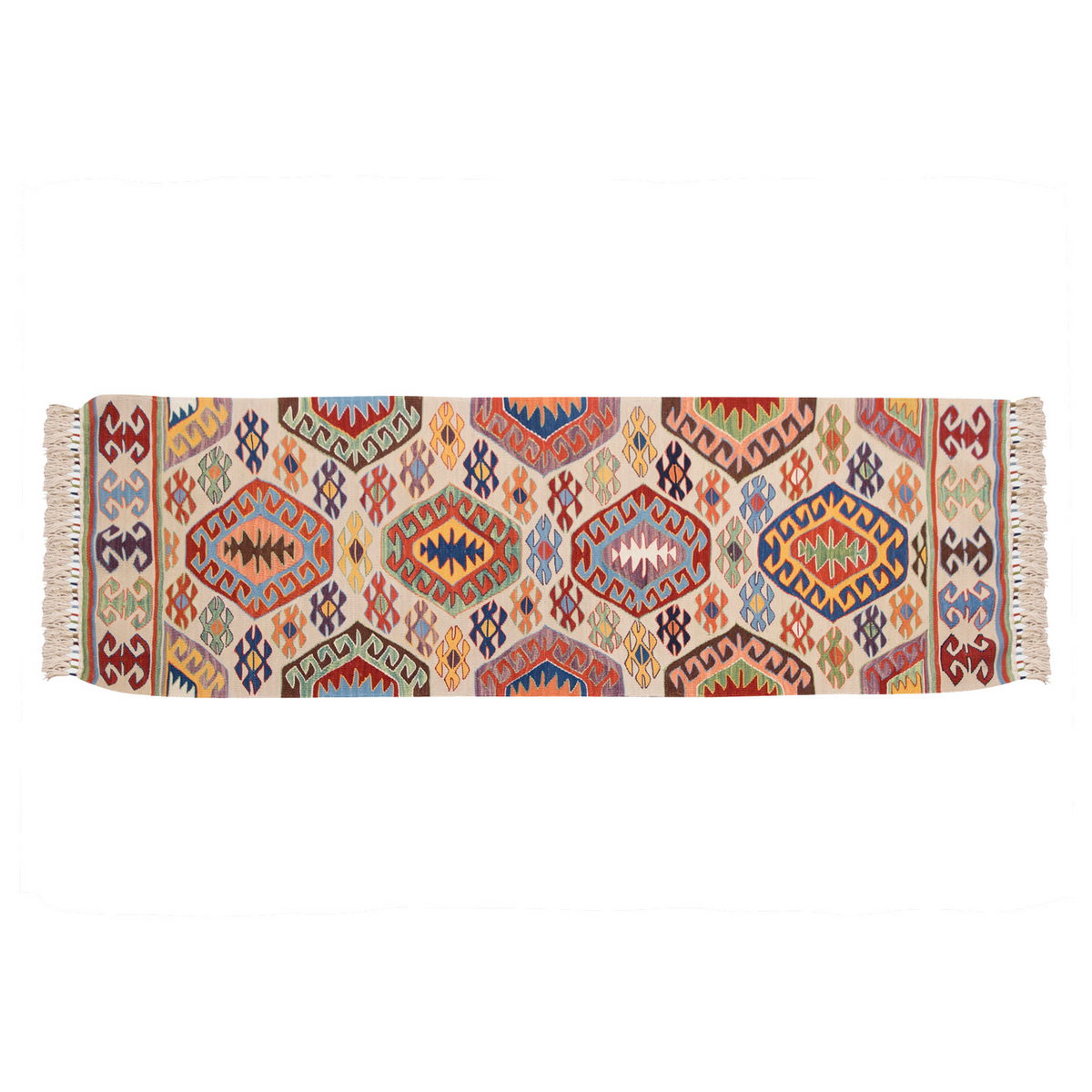 Handspun Wool Kilim Rug, New Kilim Rug,Natural Color Kilim, 2.4x6.7 feet Kilim,2x7 Kilim Rug,Turkish Kilim Rug,Oushak Kilim,Handwoven Kilim