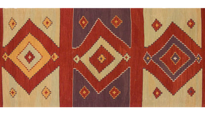 Handspun Wool Kilim Rug, New Kilim Rug,Natural Color Kilim, 2.7 x 10.1 feet Kilim,3x10 Kilim Rug,Turkish Kilim Rug,Oushak Kilim,Handwoven Kilim