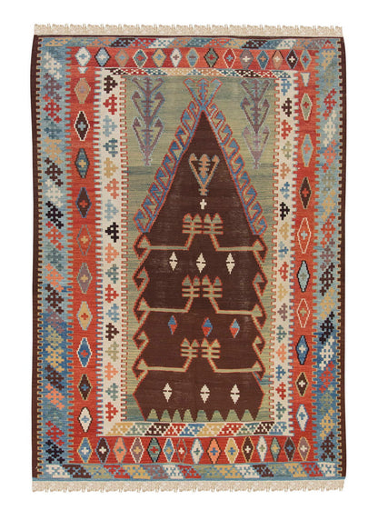 Handspun Wool Kilim Rug, New Kilim Rug,Natural Color Kilim, 4.11x7.1 feet Kilim,5x7 Kilim Rug,Turkish Kilim Rug,Oushak Kilim,Handwoven Kilim