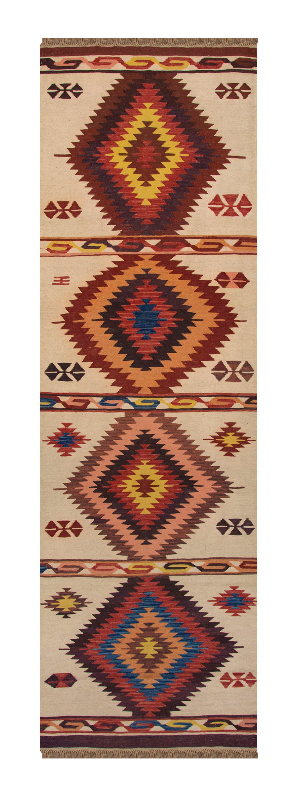 Handwoven Kilim,Turkish Kilim Rug,Oushak Kilim,Handspun Wool Kilim Rug, New Kilim Rug, Natural Color Kilim, 3.2x10.9 ft Kilim,3x11 Kilim Rug