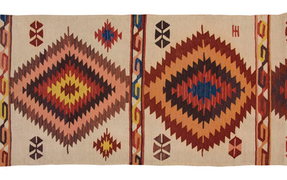 Handwoven Kilim,Turkish Kilim Rug,Oushak Kilim,Handspun Wool Kilim Rug, New Kilim Rug, Natural Color Kilim, 3.2x10.9 ft Kilim,3x11 Kilim Rug