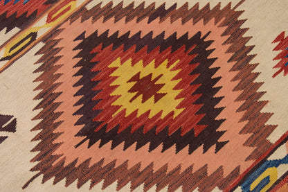 Handwoven Kilim,Turkish Kilim Rug,Oushak Kilim,Handspun Wool Kilim Rug, New Kilim Rug, Natural Color Kilim, 3.2x10.9 ft Kilim,3x11 Kilim Rug