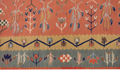 Handwoven Kilim,Turkish Kilim Rug,Oushak Kilim,Handspun Wool Kilim Rug, New Kilim Rug, Natural Color Kilim, 5.2x7.10 ft Kilim,5x8 Kilim Rug