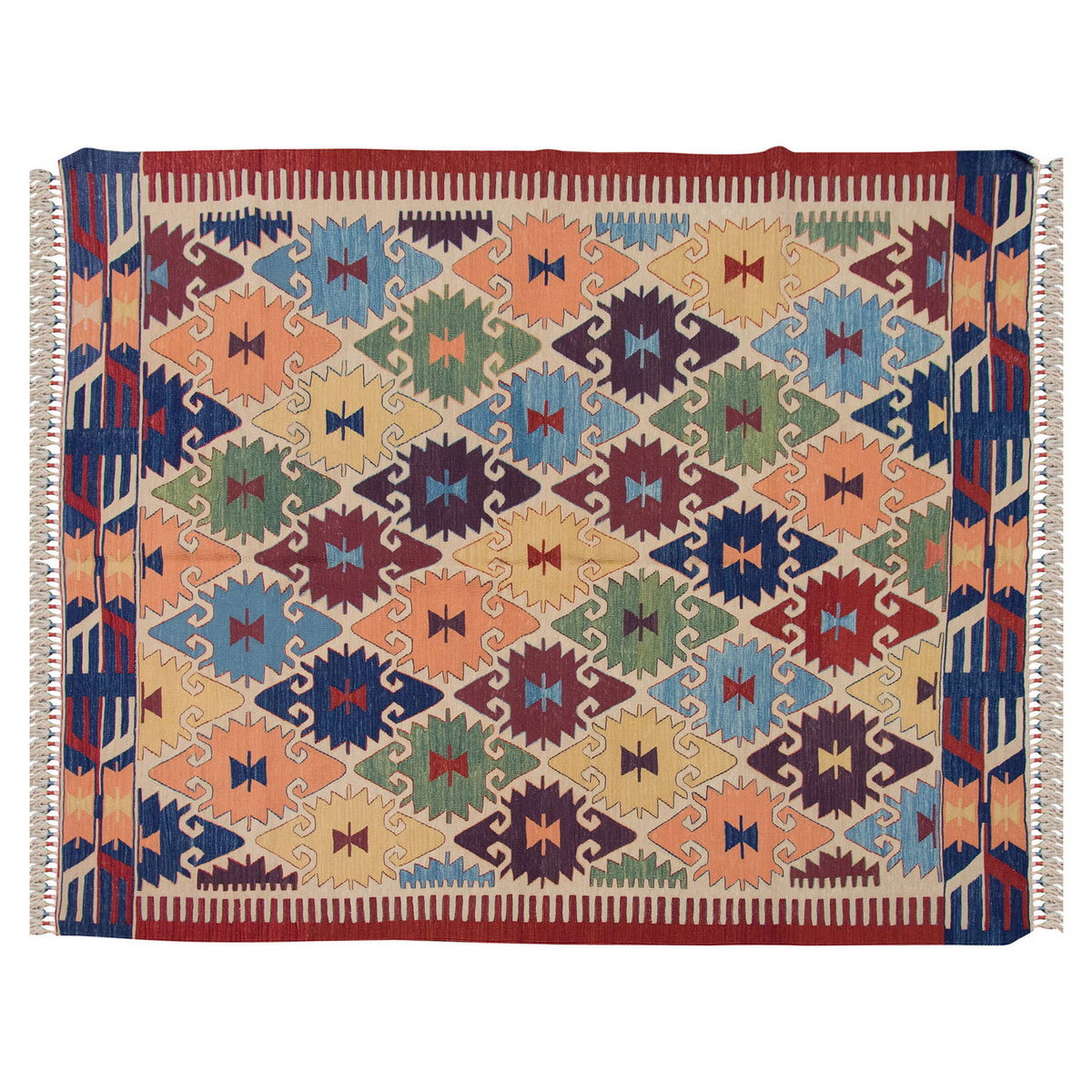 Handwoven Kilim,Turkish Kilim Rug,Oushak Kilim,Handspun Wool Kilim Rug, New Kilim Rug, Natural Color Kilim, 5.9x7.5 feet Kilim,6x7 Kilim Rug