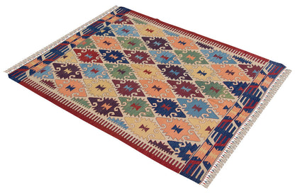 Handwoven Kilim,Turkish Kilim Rug,Oushak Kilim,Handspun Wool Kilim Rug, New Kilim Rug, Natural Color Kilim, 5.9x7.5 feet Kilim,6x7 Kilim Rug