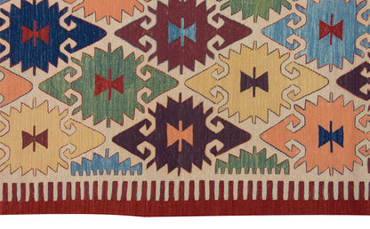 Handwoven Kilim,Turkish Kilim Rug,Oushak Kilim,Handspun Wool Kilim Rug, New Kilim Rug, Natural Color Kilim, 5.9x7.5 feet Kilim,6x7 Kilim Rug