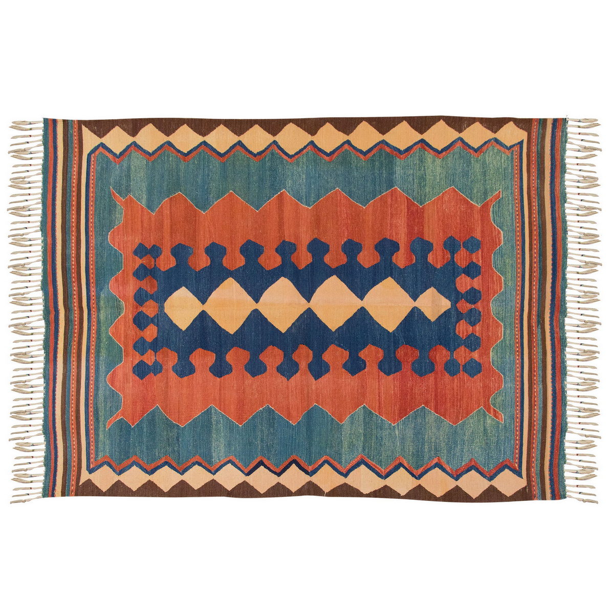 Handwoven Kilim,Turkish Kilim Rug,Oushak Kilim,Handspun Wool Kilim Rug, New Kilim Rug, Natural Color Kilim, 5x6.8 feet Kilim,5x7 Kilim Rug