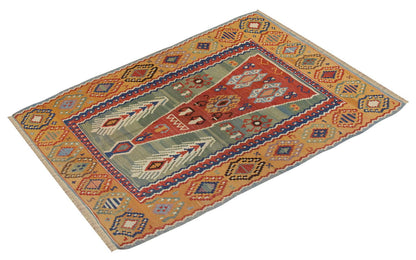 Handwoven Kilim,Turkish Kilim Rug,Oushak Kilim,Handspun Wool Kilim Rug, New Kilim Rug, Natural Color Kilim, 5x7.3 feet Kilim,5x7 Kilim Rug