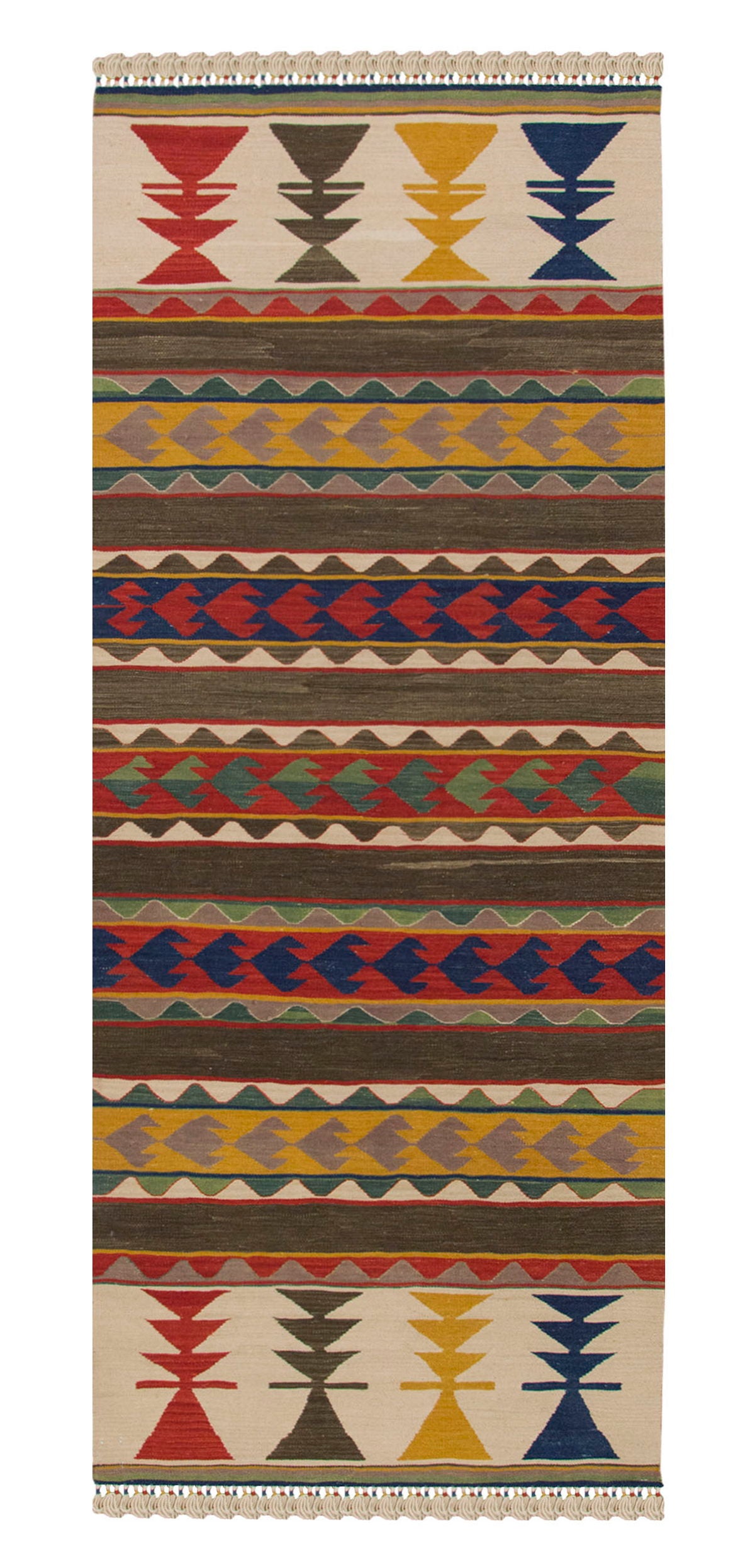 Natural Color Kilim, Oushak Kilim,Handspun Wool Kilim Rug, Handwoven Kilim,New Kilim Rug, 3x7.5 feet Kilim,3x7 Kilim Rug,Turkish Kilim Rug