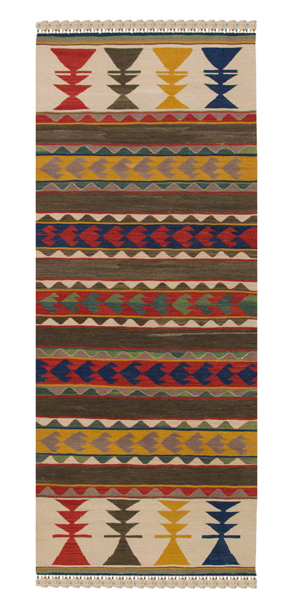 Natural Color Kilim, Oushak Kilim,Handspun Wool Kilim Rug, Handwoven Kilim,New Kilim Rug, 3x7.5 feet Kilim,3x7 Kilim Rug,Turkish Kilim Rug