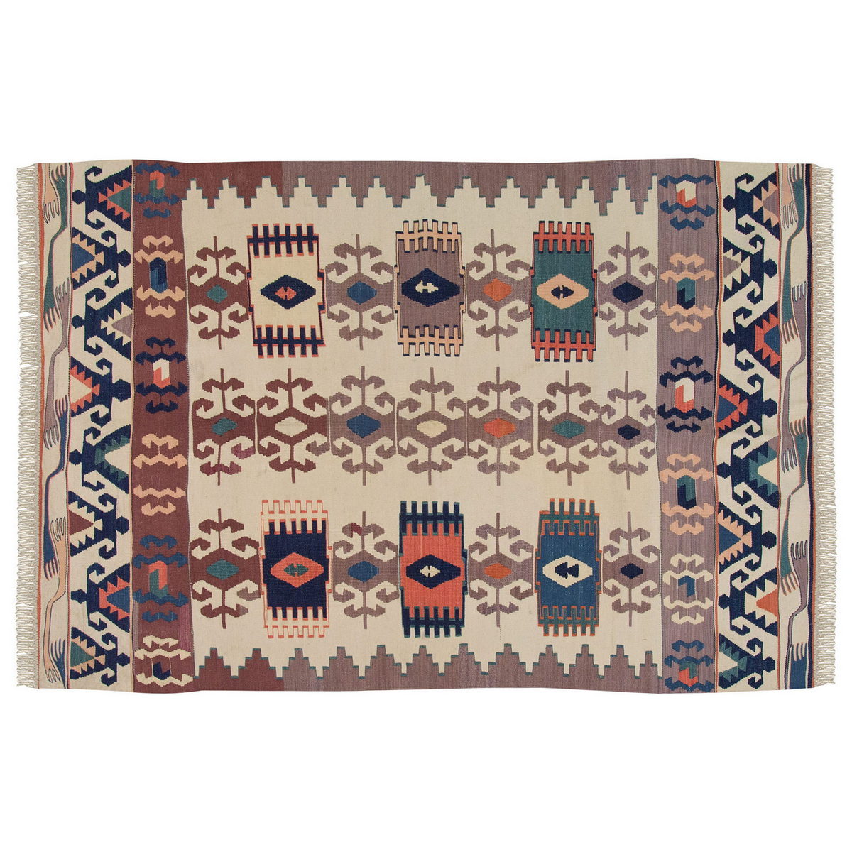 Natural Color Kilim, Oushak Kilim,Handspun Wool Kilim Rug, Handwoven Kilim,New Kilim Rug, 4.1x6.1 feet Kilim,4x6 Kilim Rug,Turkish Kilim Rug