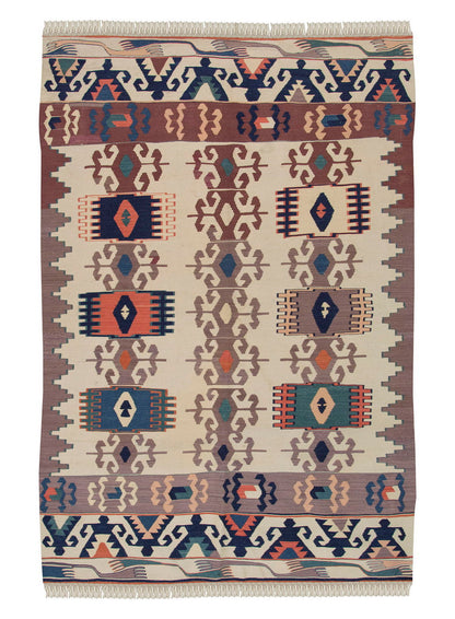 Natural Color Kilim, Oushak Kilim,Handspun Wool Kilim Rug, Handwoven Kilim,New Kilim Rug, 4.1x6.1 feet Kilim,4x6 Kilim Rug,Turkish Kilim Rug