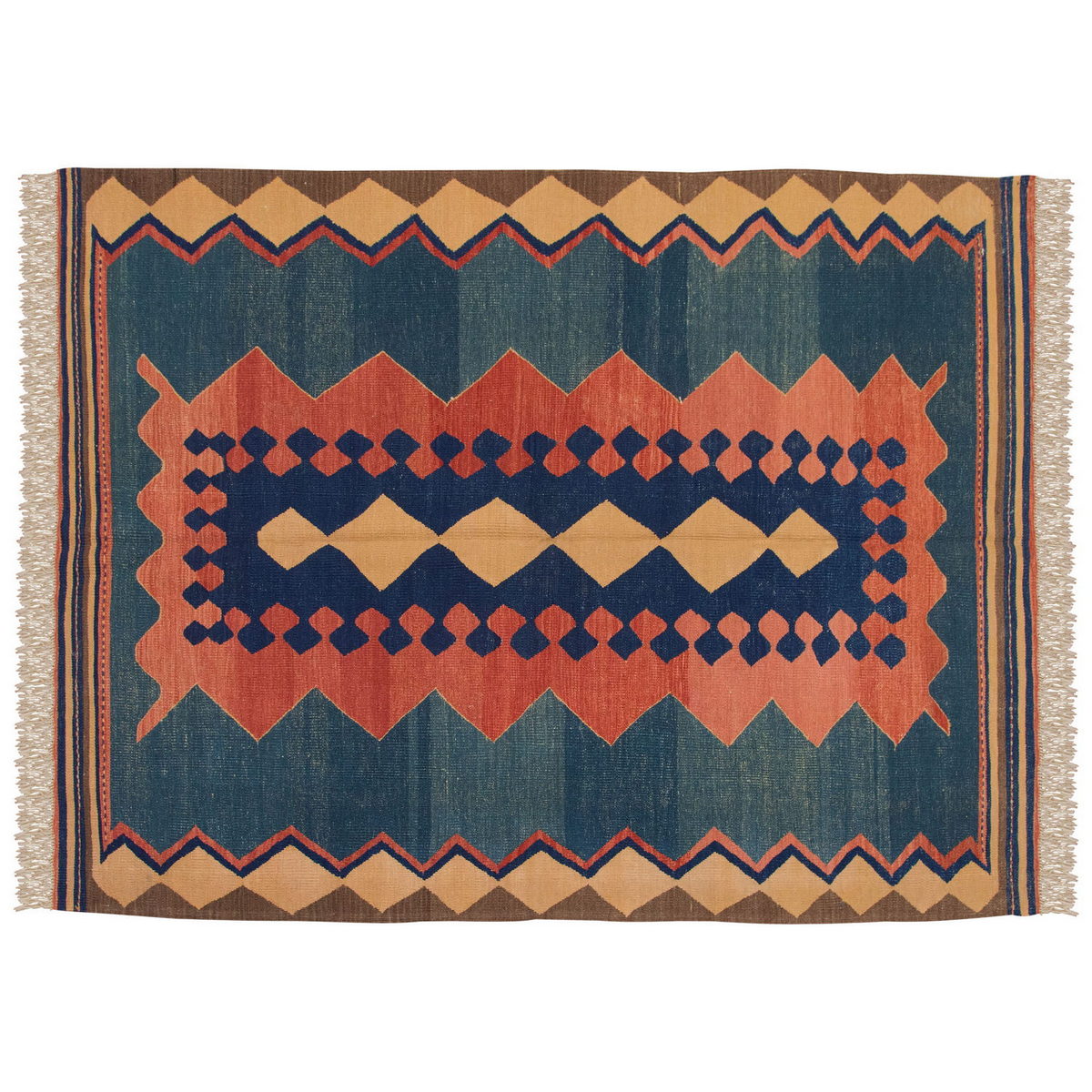 Natural Color Kilim, Oushak Kilim,Handspun Wool Kilim Rug, Handwoven Kilim,New Kilim Rug, 5.2x6.8 feet Kilim,5x7 Kilim Rug,Turkish Kilim Rug