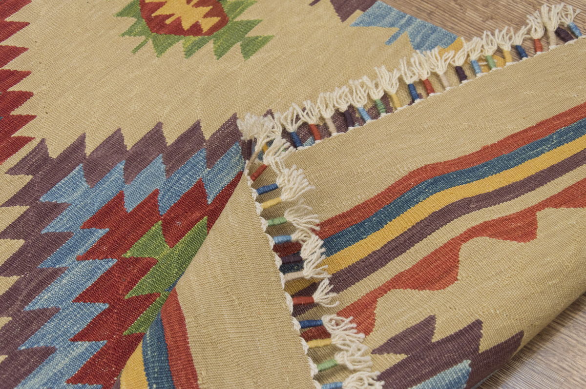 Natural Color Kilim, Oushak Kilim,Handspun Wool Kilim Rug,Handwoven Kilim,New Kilim Rug, 2.5x6.4 feet Kilim,3x6 Kilim Rug,Turkish Kilim Rug